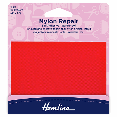 H689.RED Self Adhesive Nylon Repair Patch: Red - 10 x 20cm